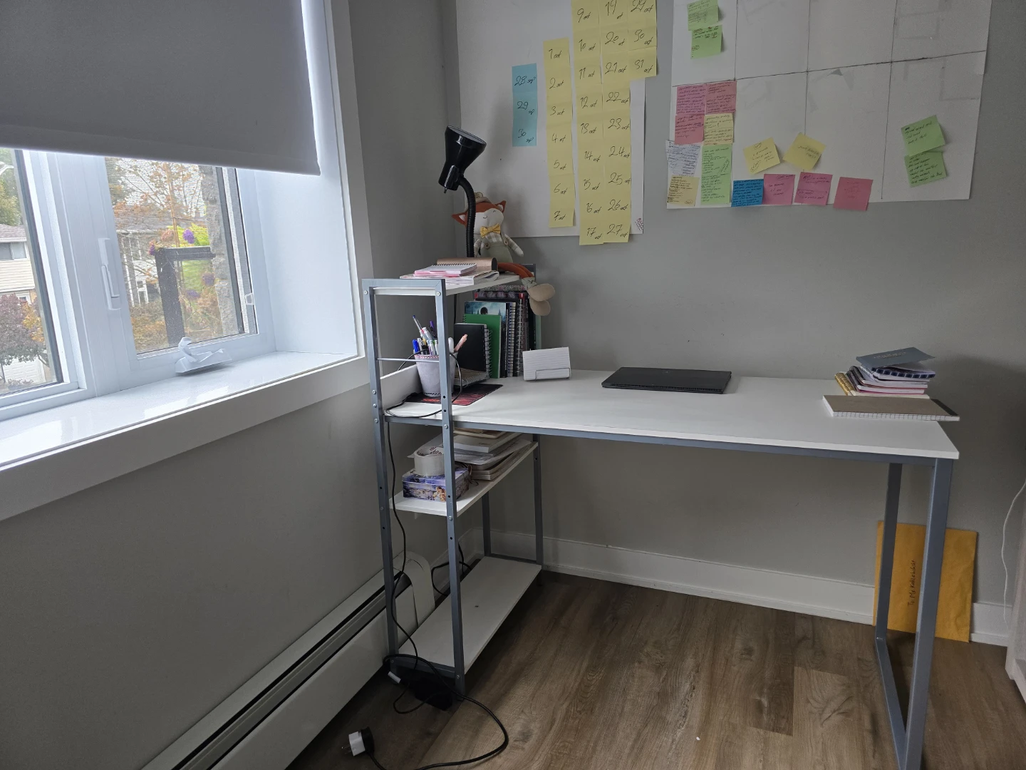White desk with side storage shelving - photo 3