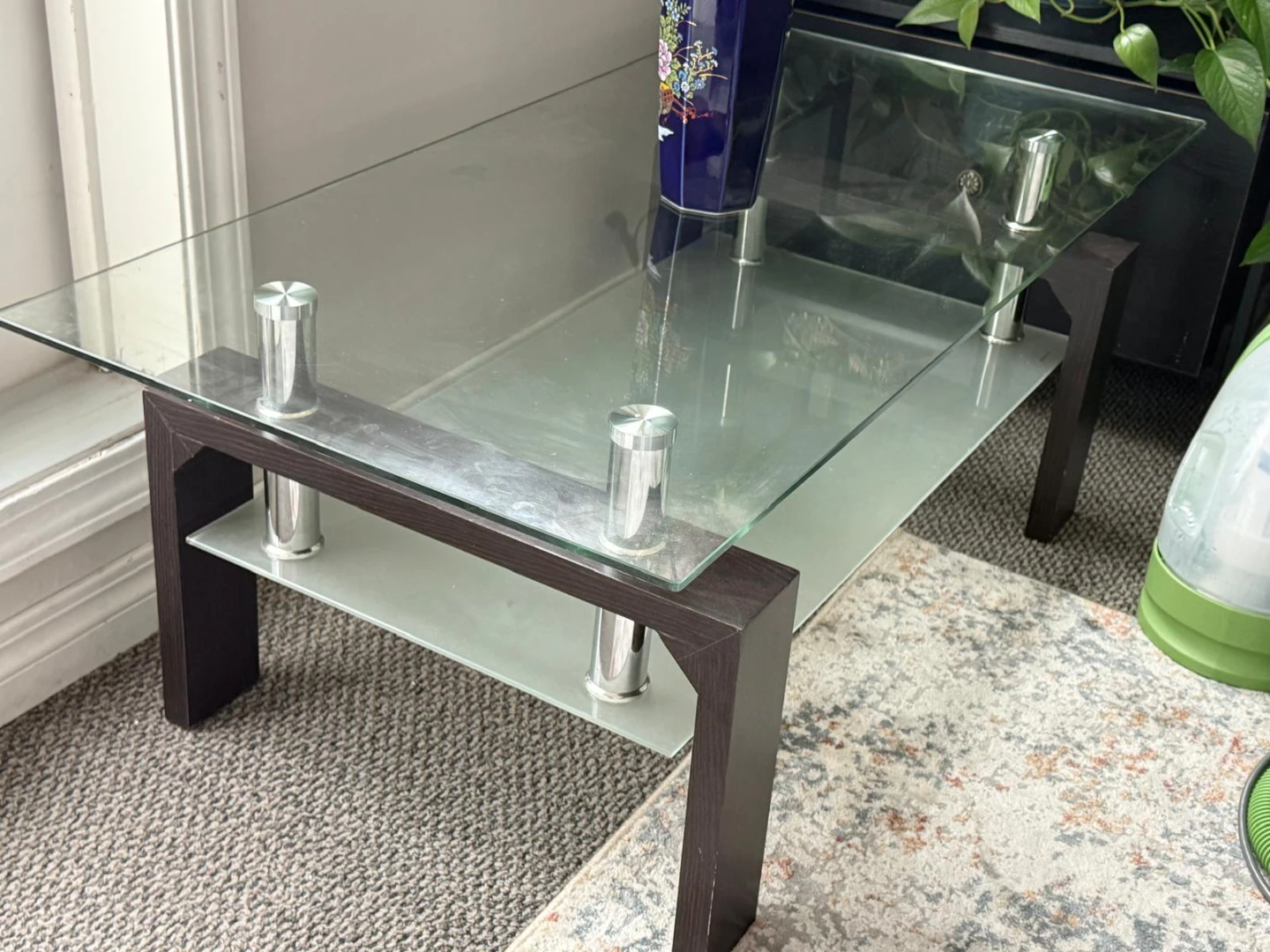 Modern Glass Coffee Table with Lower Shelf