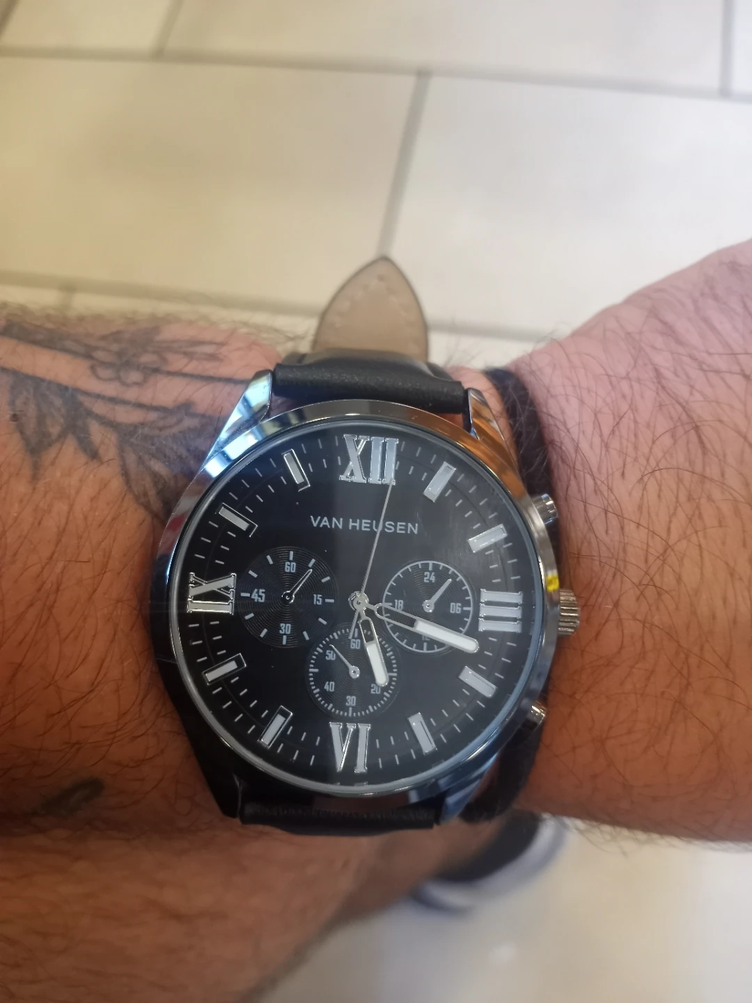 Van Heusen Men's Black Chronograph Watch