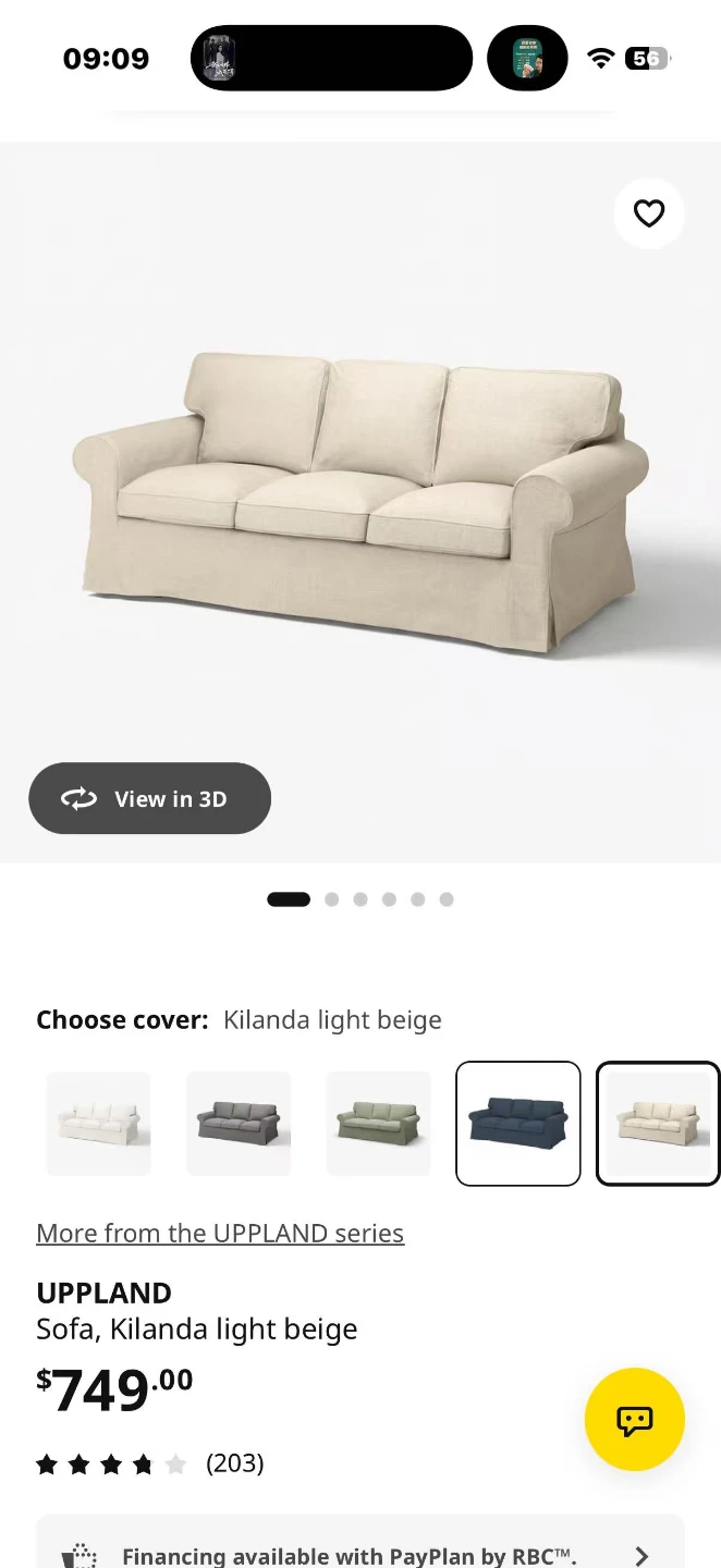 IKEA UPPLAND Three-Seater Sofa in Kilanda Light Beige