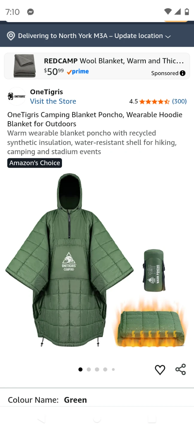 Onetigris camping bllanket poncho $20. - photo 2