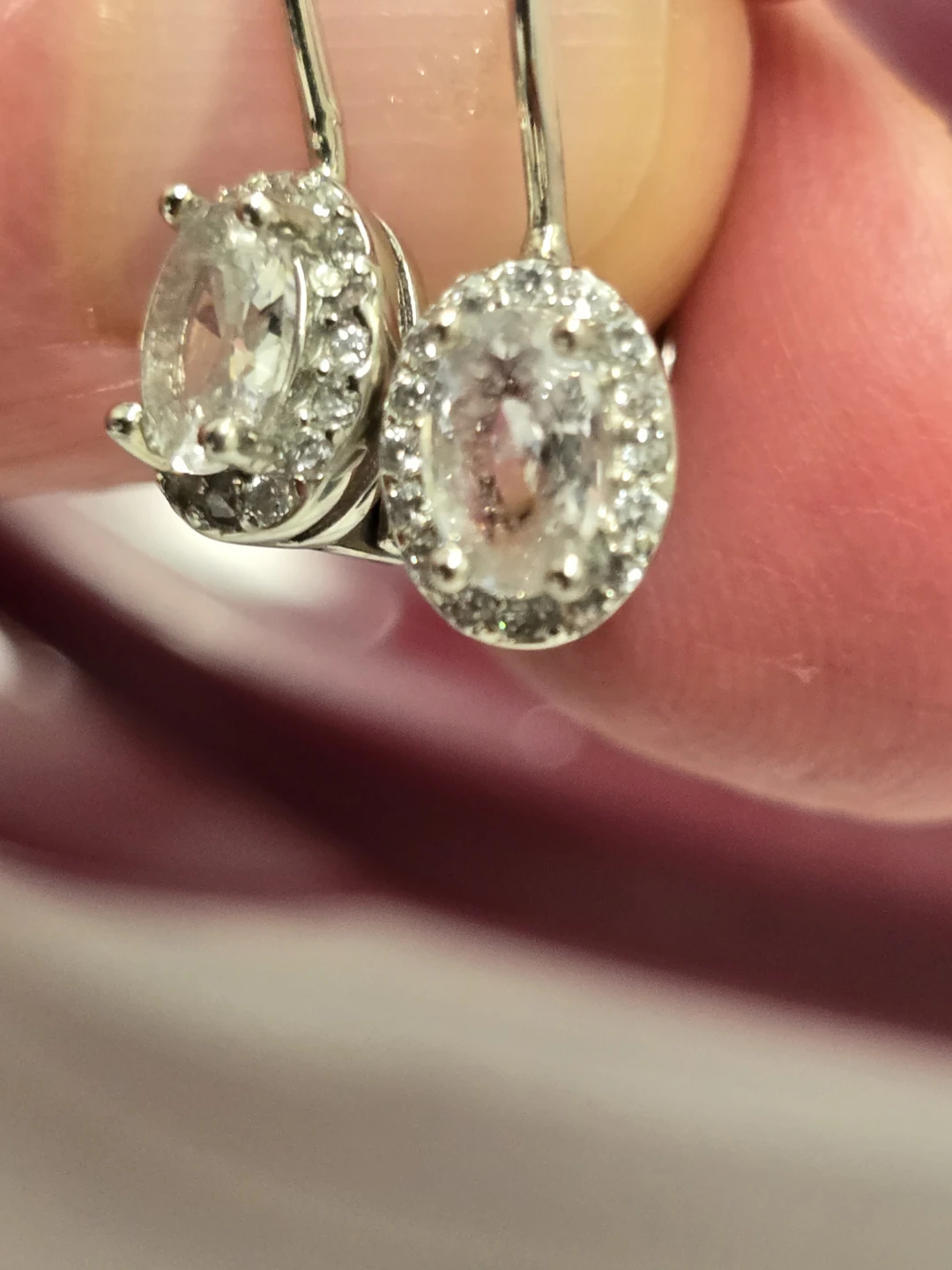 Oval Halo Earrings 925 Sterling Silver with Mossanite - photo 5