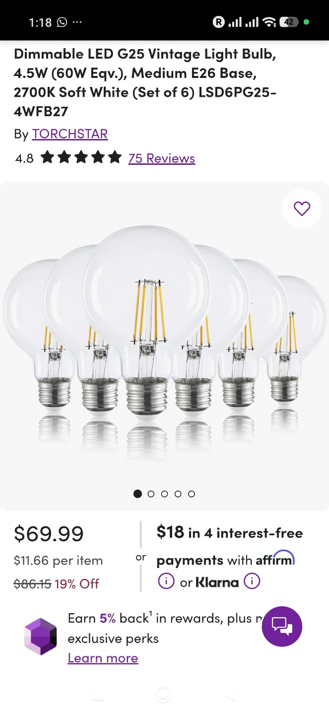 Torchstar Dimmable LED G25 Light Bulbs (3 Pack) - photo 4