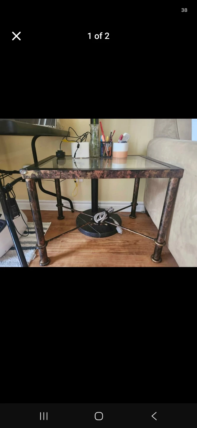 Glass top metal tables set - photo 2