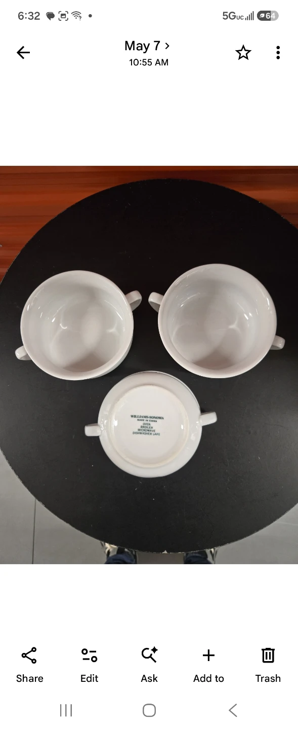 Williams-Sonoma White Porcelain Double Handle Soup Bowls Set/3 - photo 2
