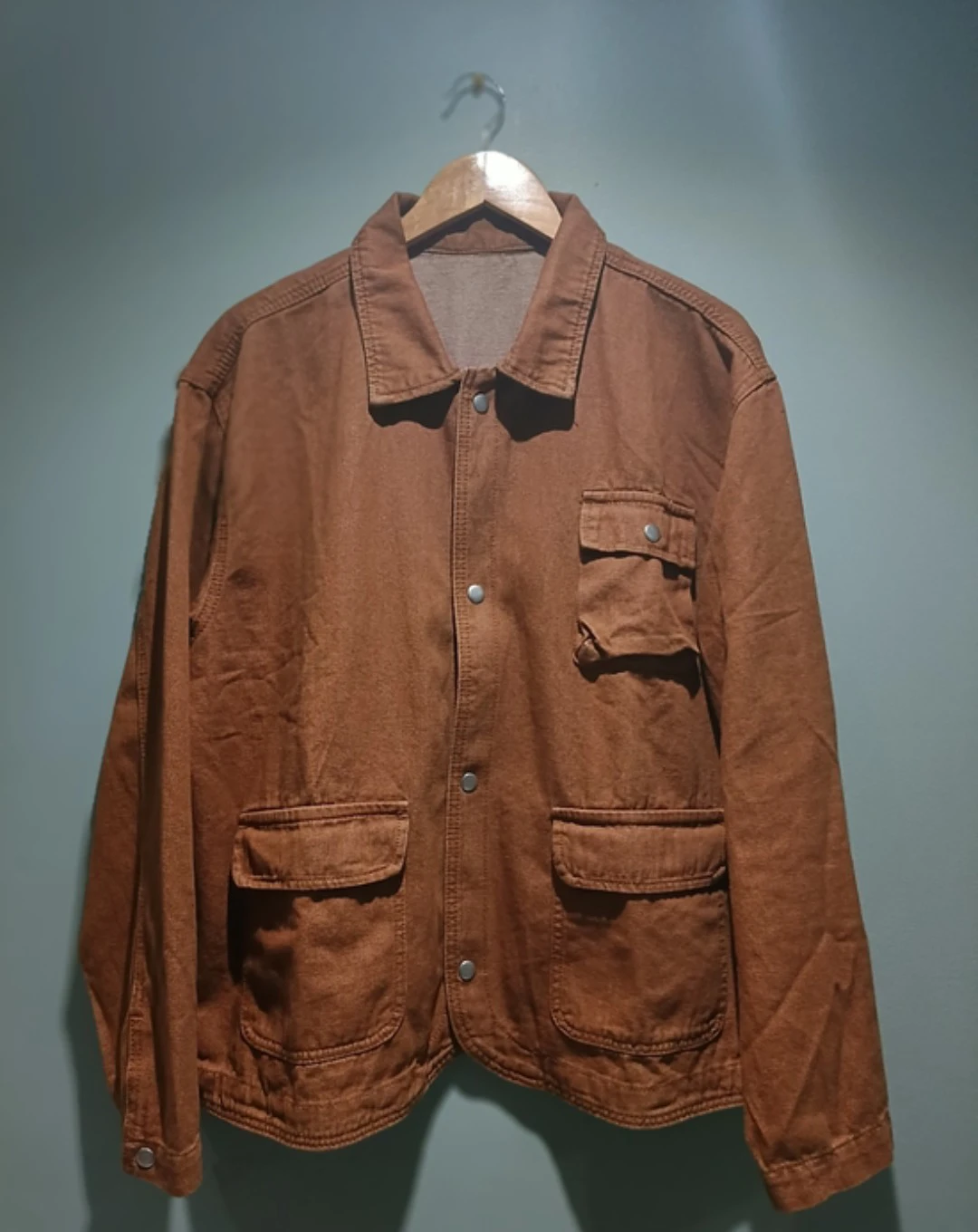 URGENT SALE! BRAND NEW Brown Lightweight Denim Chore Jacket Sz L - photo 2