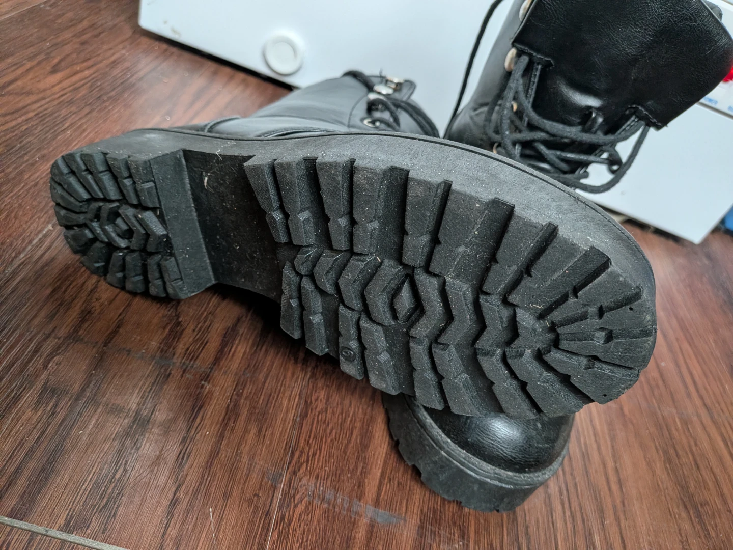 Black Lace-Up Combat Boots - photo 3