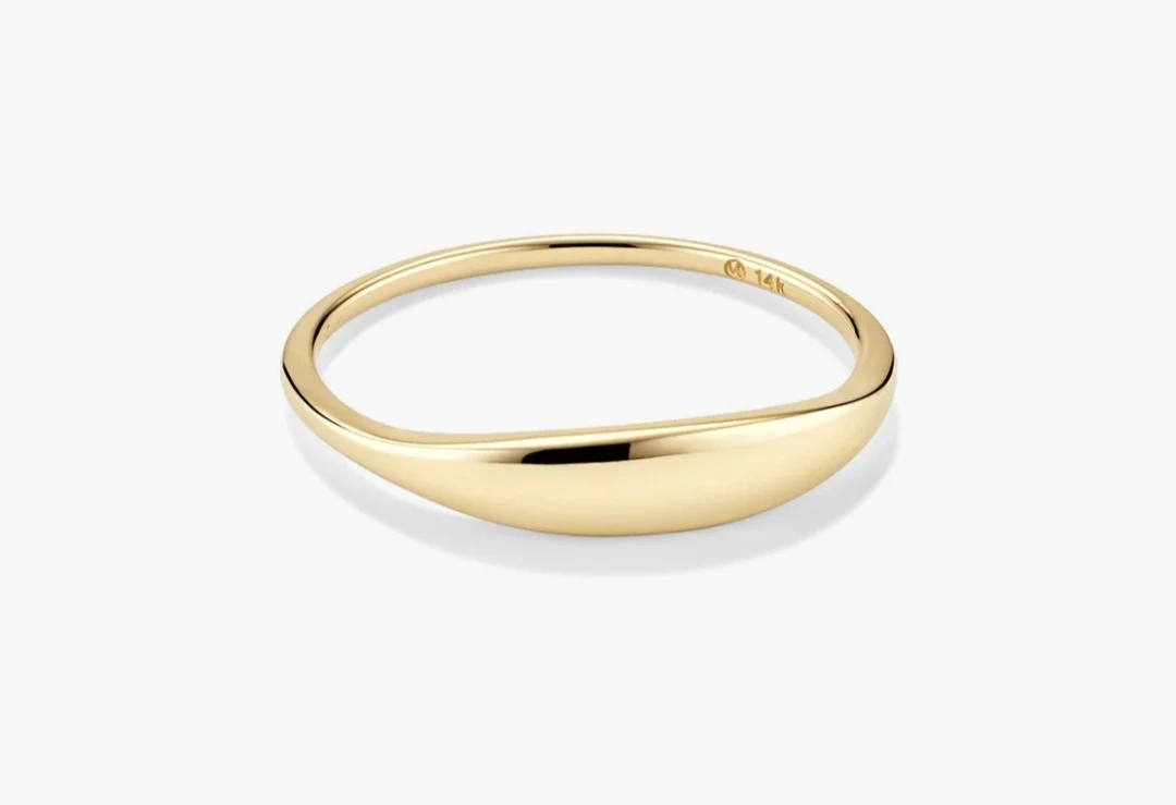 14k gold slim signet ring