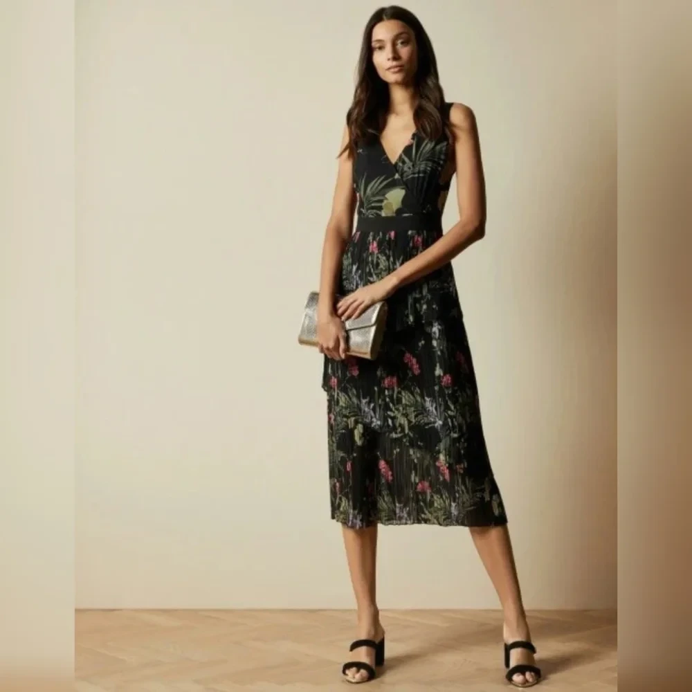 Ted Baker Pleated Floral Midi Dress