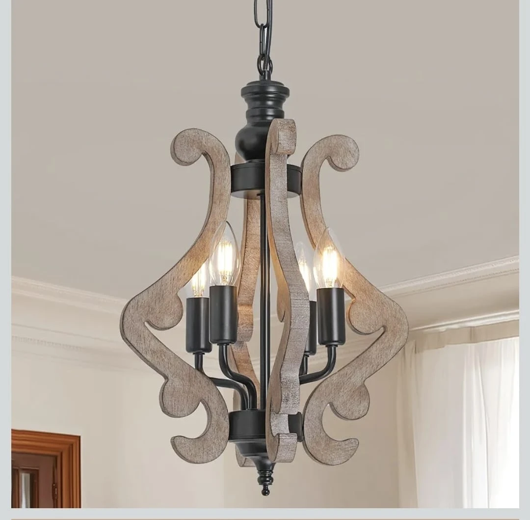 Rustic Wood and Metal Chandelier