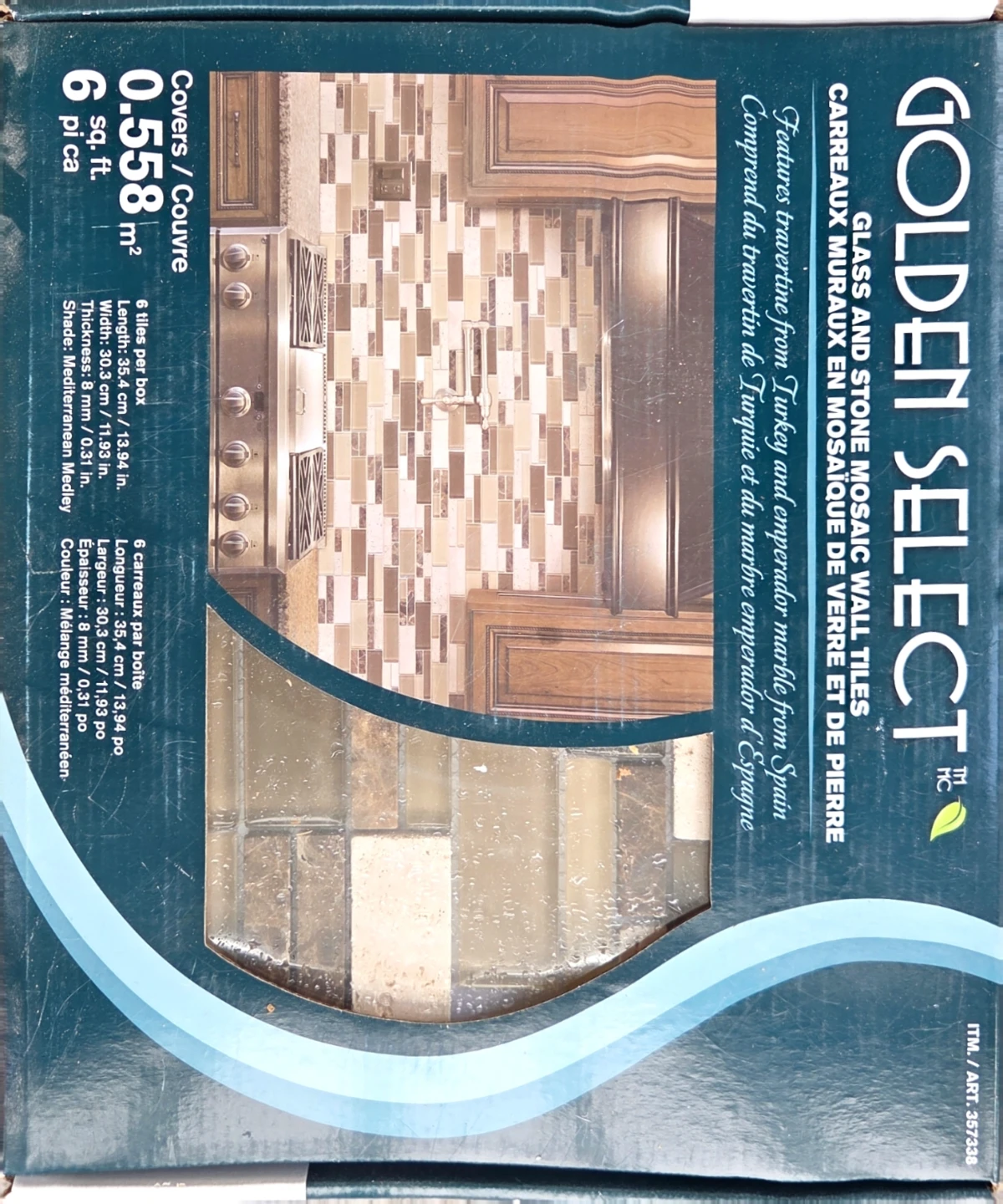 42sq ft Golden Select Glass and Stone Mosaic Wall Tiles