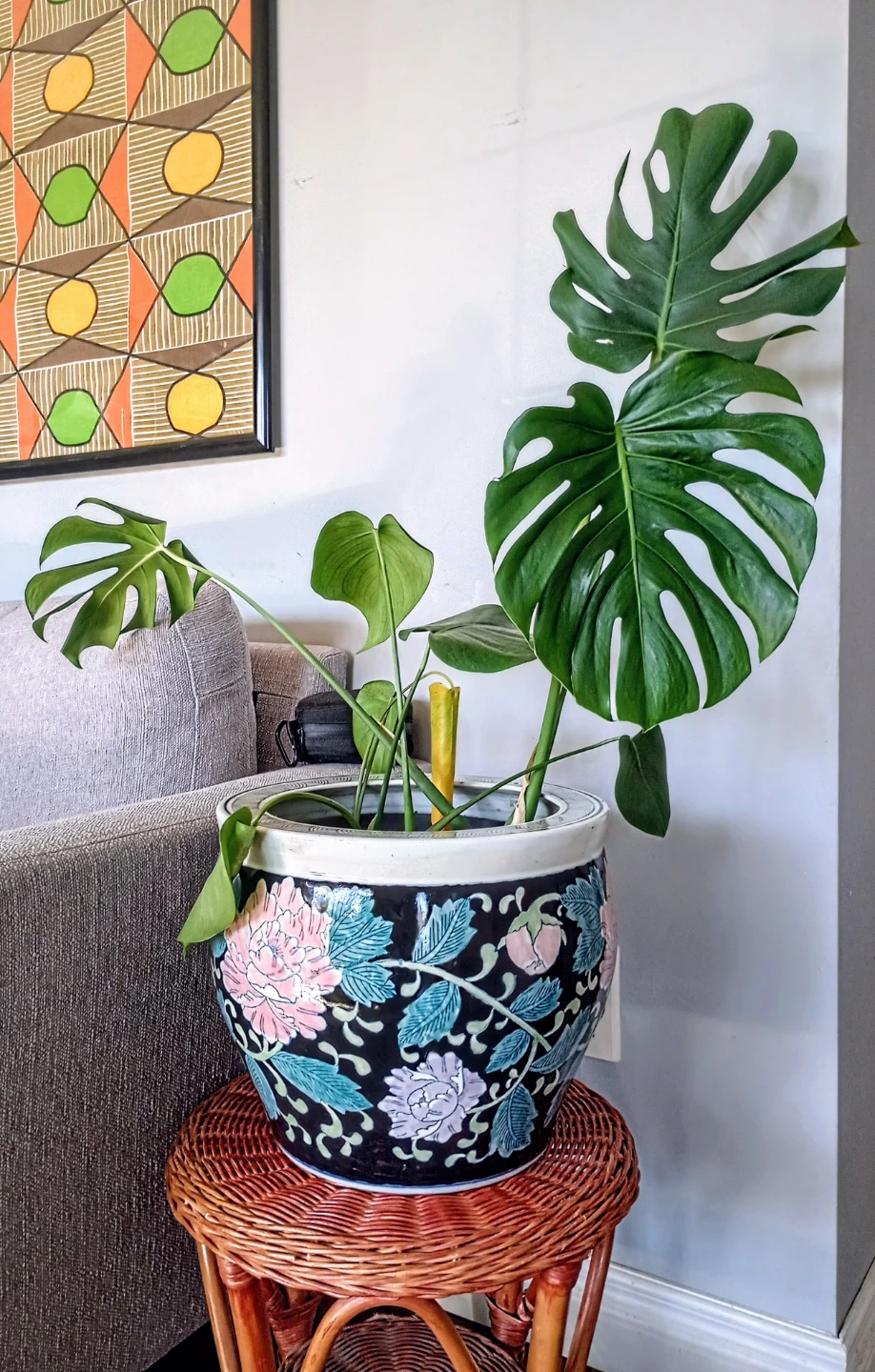 Beautiful Vintage Handmade Large Floral Ceramic Planter Pot - photo 5