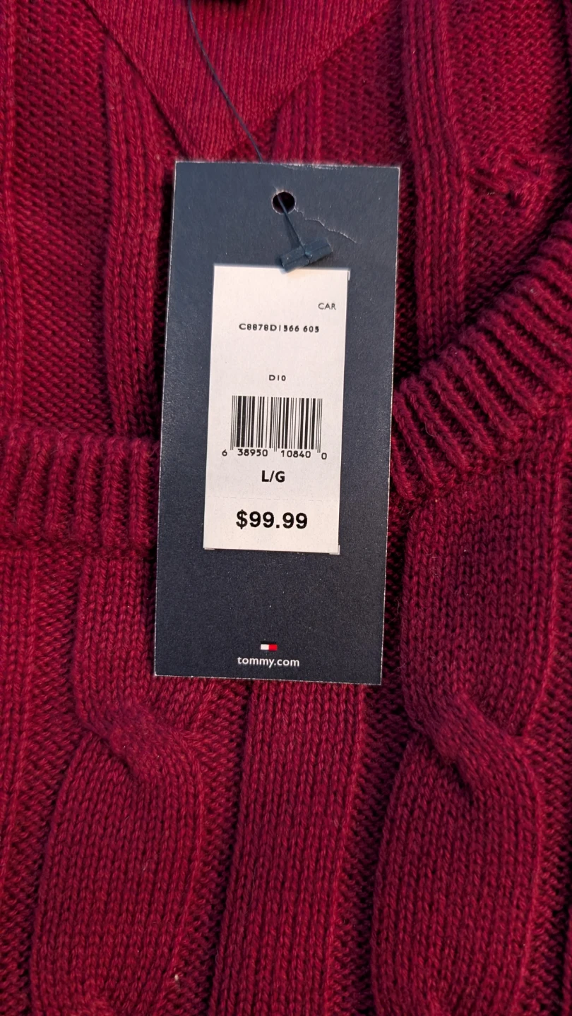 Tommy Hilfiger Cable Knit Sweater - Red, Size Large