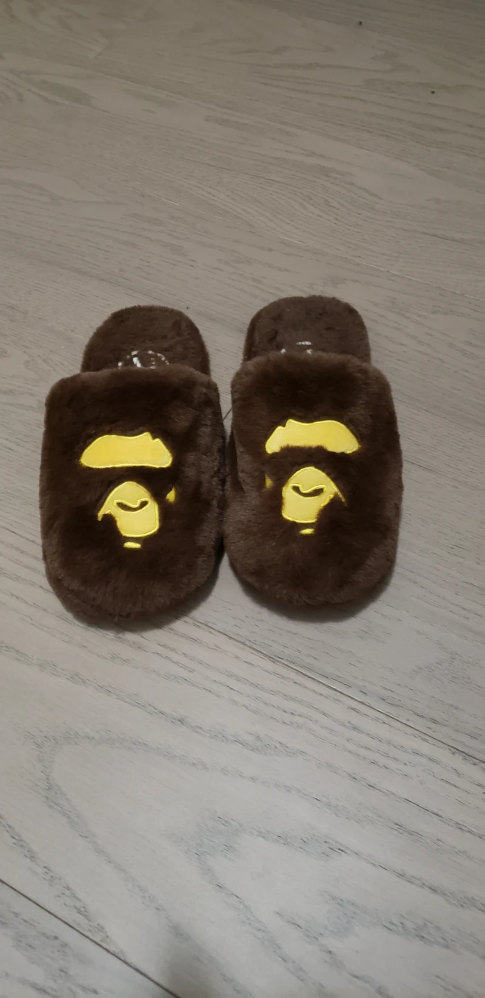 A Bathing Ape Brown Faux Fur Slippers