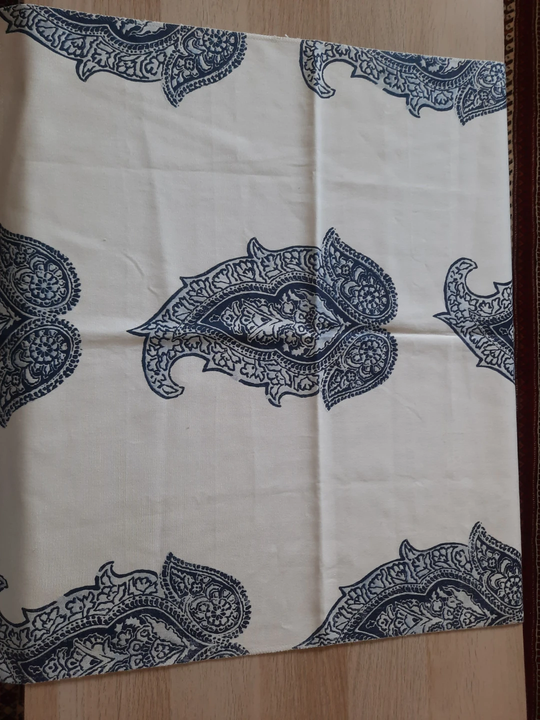 Blue and White Paisley Cotton Table Runner