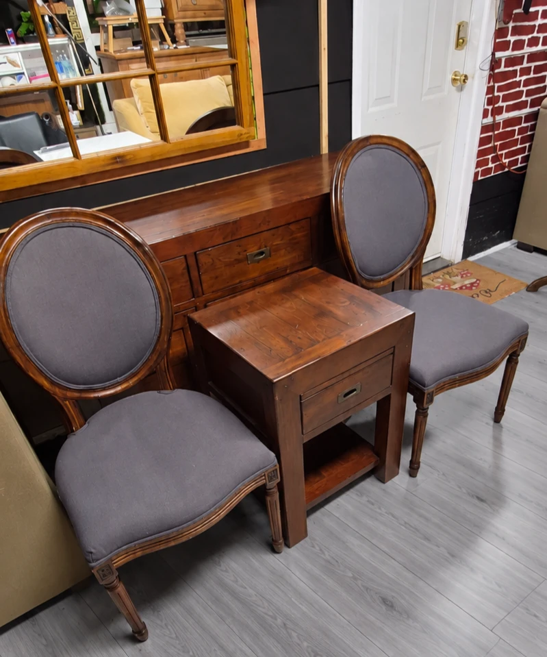 Set of Two Grey Upholstered Dining Chairs - photo 3