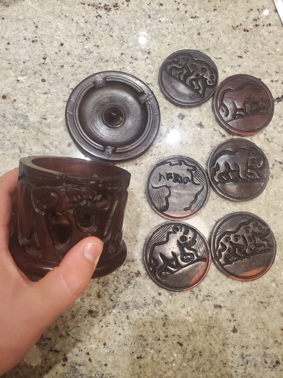 African Coaster / Candle Holder Set