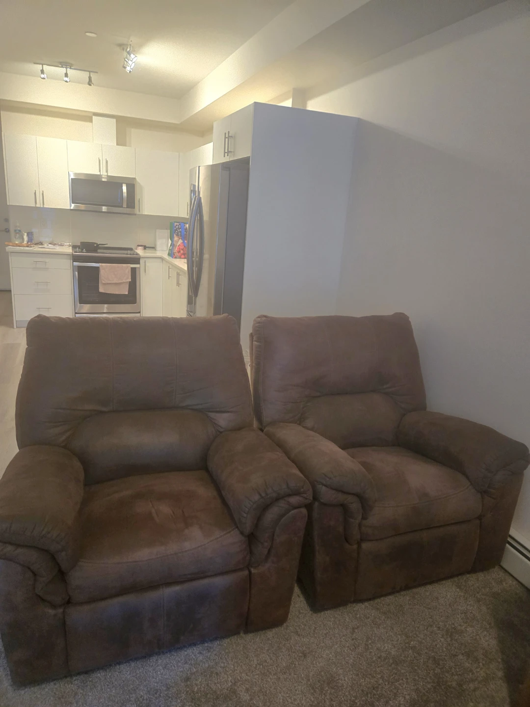 Two Brown Recliner Rocking Armchairs - photo 2
