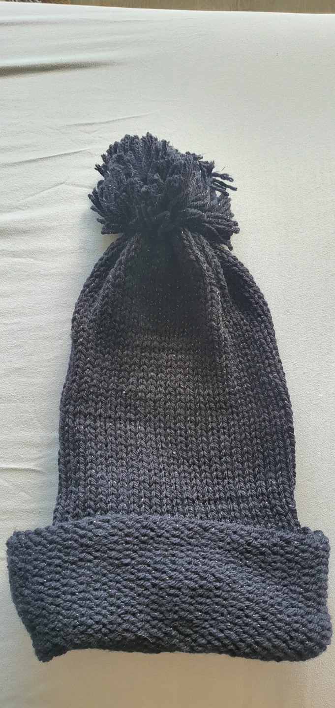 Black Knitted Pom Pom Toque