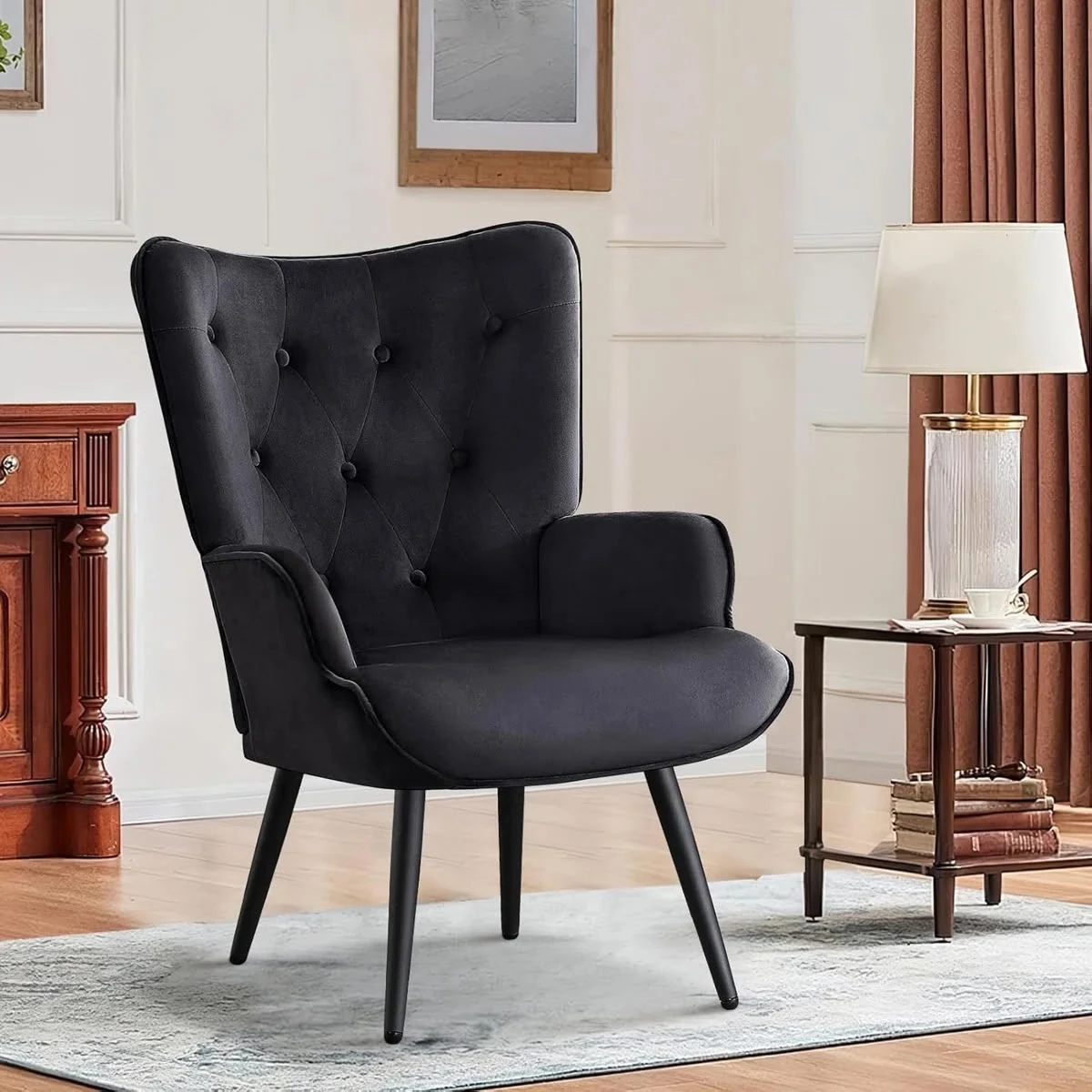 Black Velvet Accent Chair