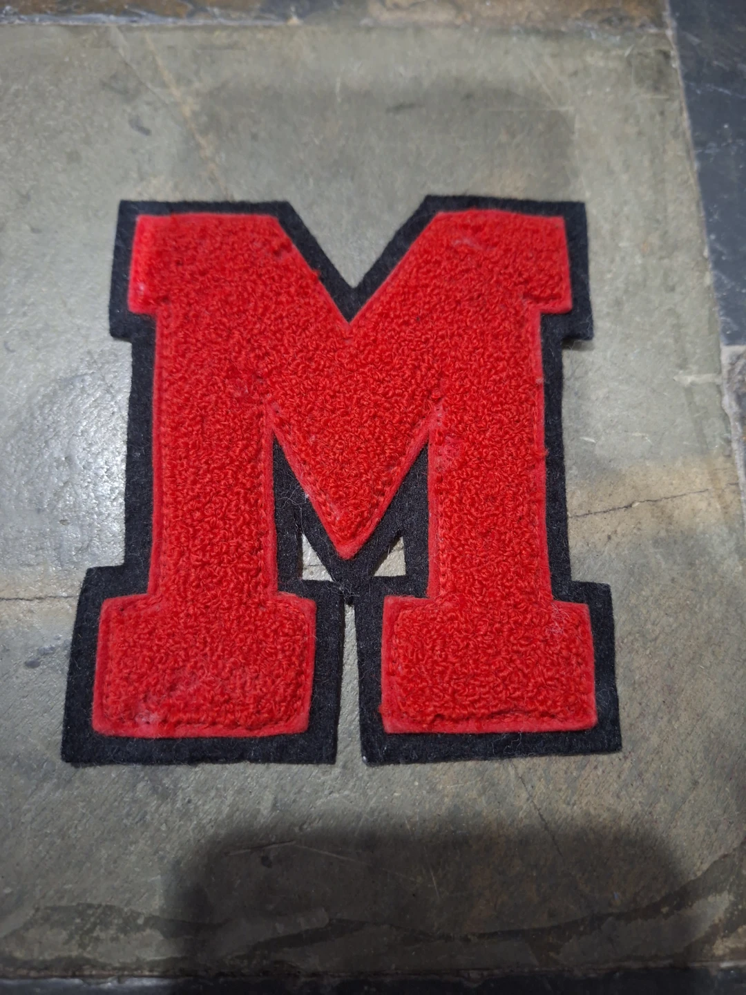 Vintage Red & Black Chenille Letterman Jacket Patch – Letter "M"