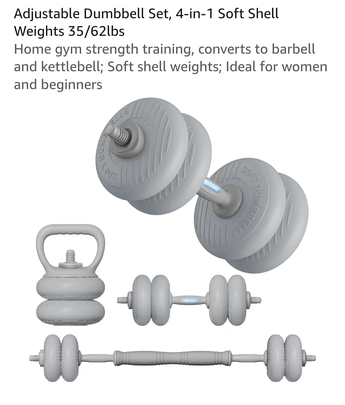 Adjustable Dumbbell Set 3in1: Dumbbell, Kettlebell, Barbell