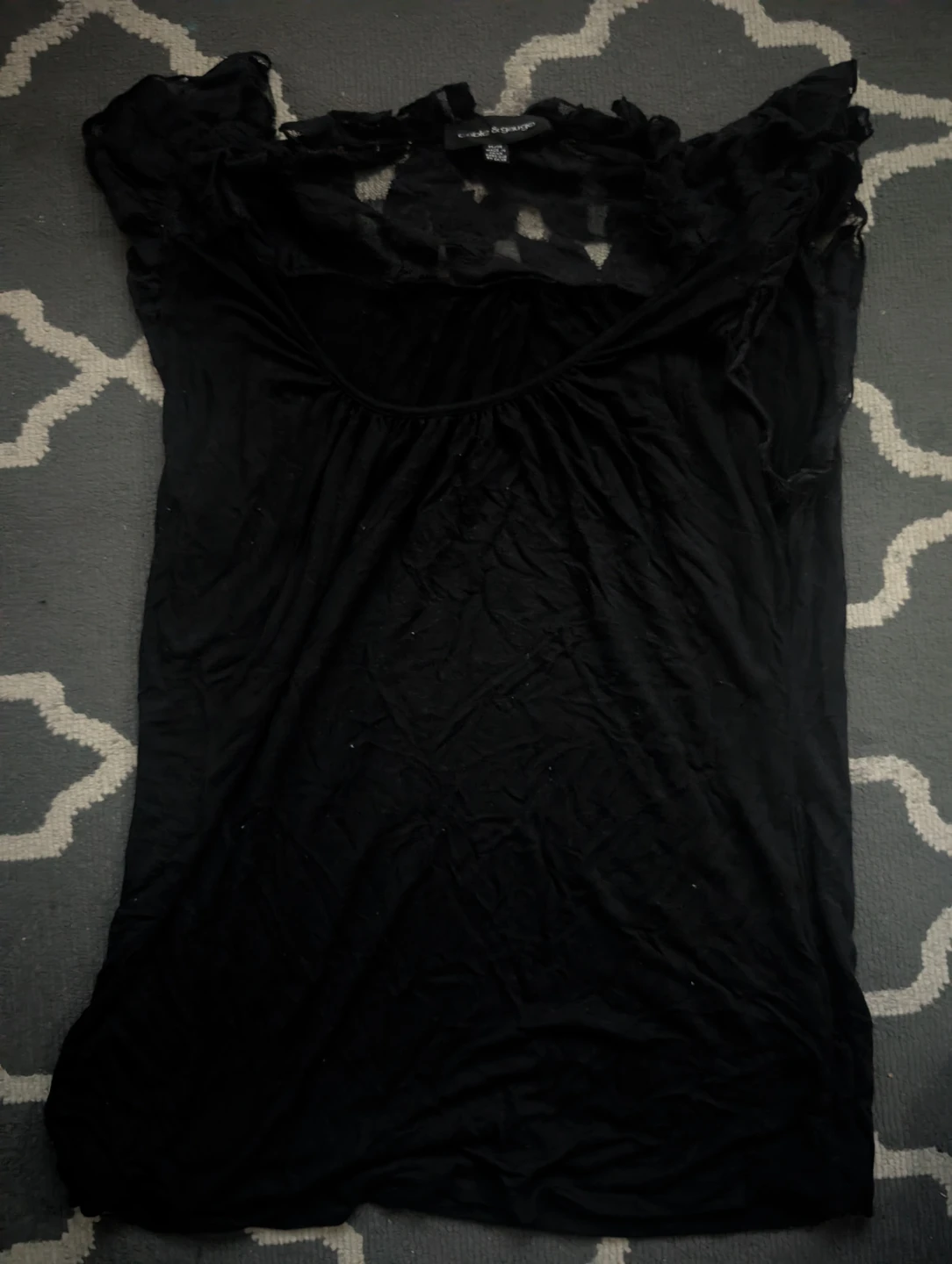Cable & Gauge Black Lace Detail Top
