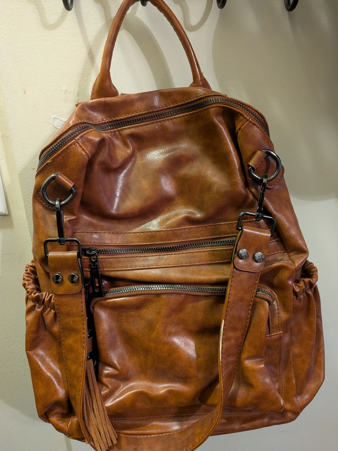 Brown Convertible Backpack Purse