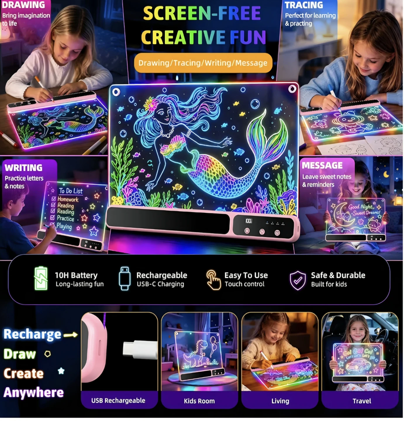 Kids LED Drawing Board - photo 4