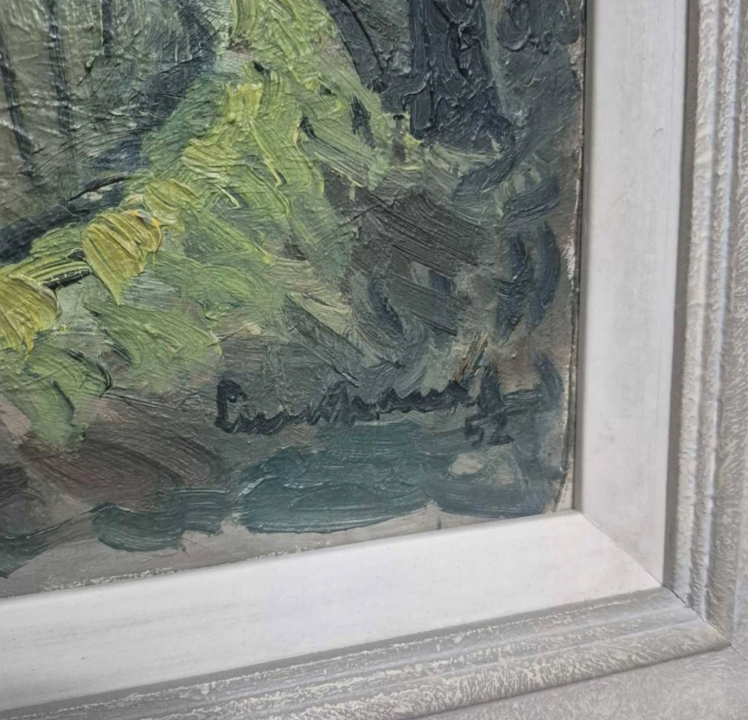 Mid Century Landscape Forest Original Oil Painting - photo 2