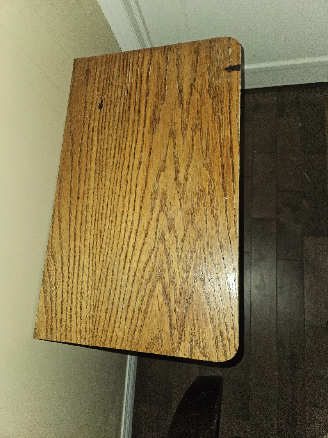 Oak wood bedside table with two drawers - photo 5