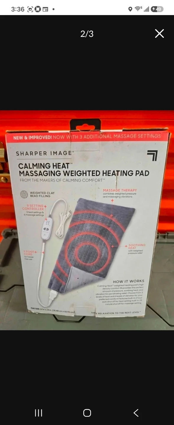 Sharper Image Calming Heat Massaging Weighted Heating Pad New - photo 2