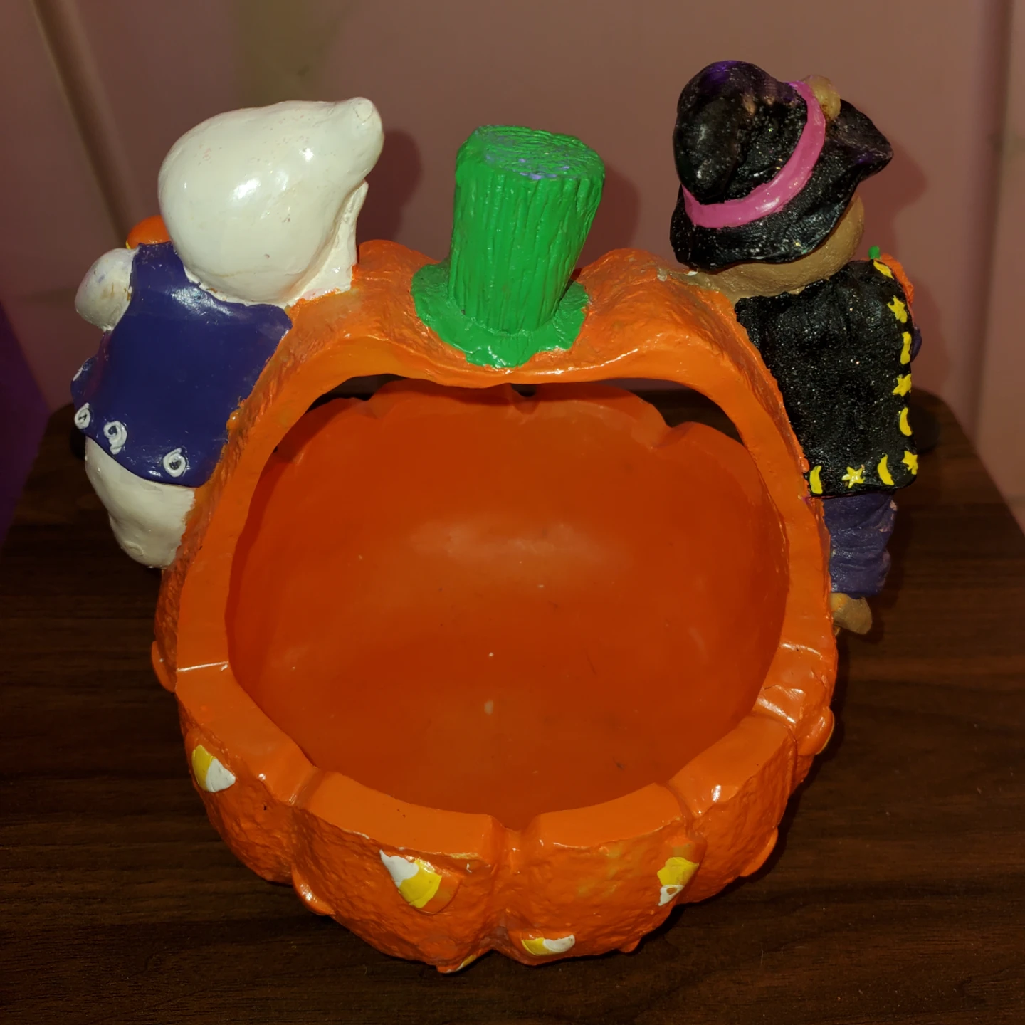 Halloween Pumpkin Candy Bowl with Ghost and Bear - photo 2