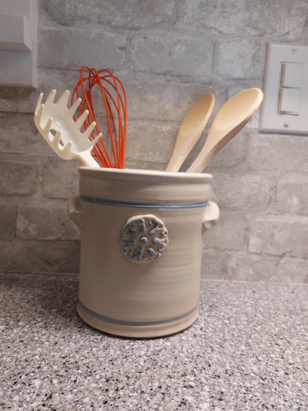 Stoneware Crock Utensil Holder