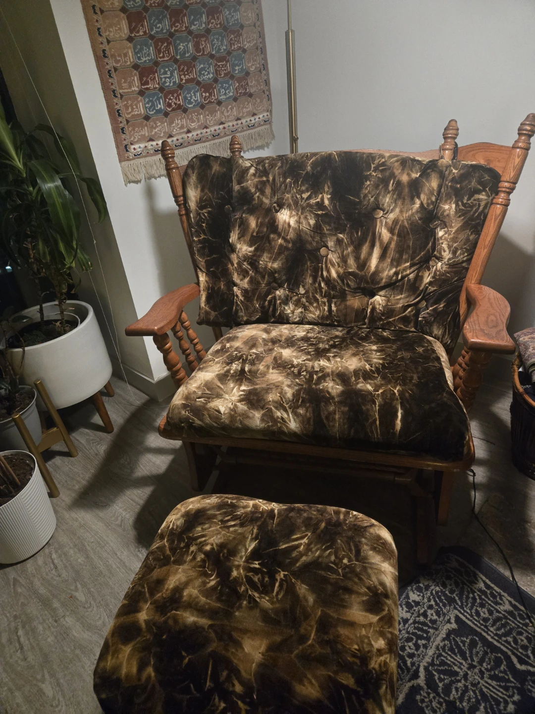 Wooden Glider Rocking Chair with Ottoman