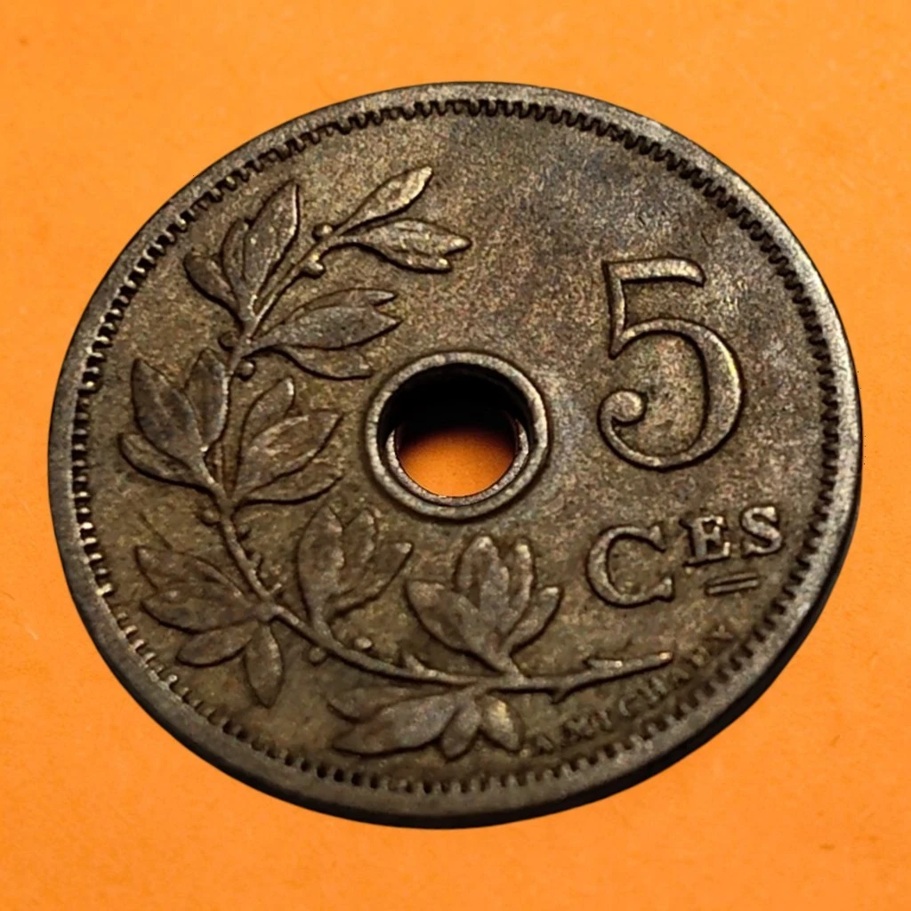 1906 Belgium 5 Centimes Coin - photo 2