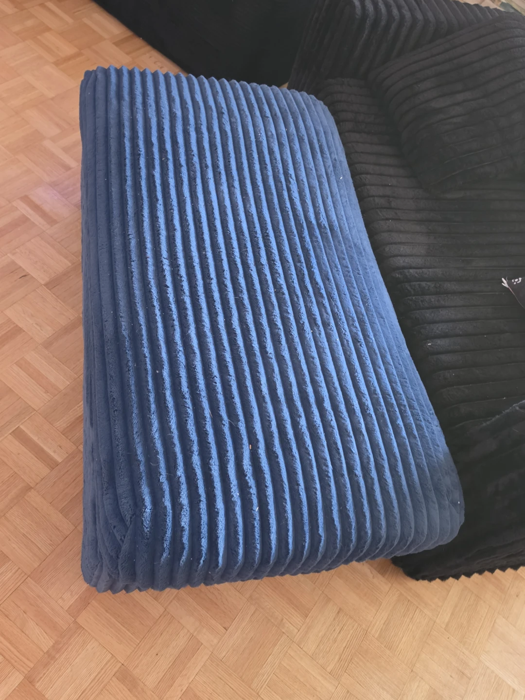 Big Blue Corduroy Ottoman.like new - photo 2