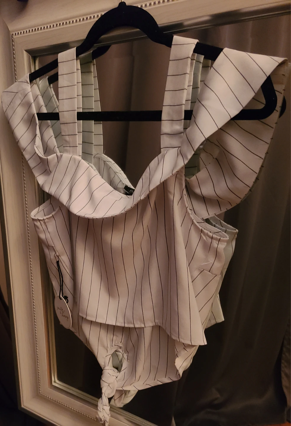 Milk & Honey Striped Off-Shoulder Tie-Front Top - photo 3