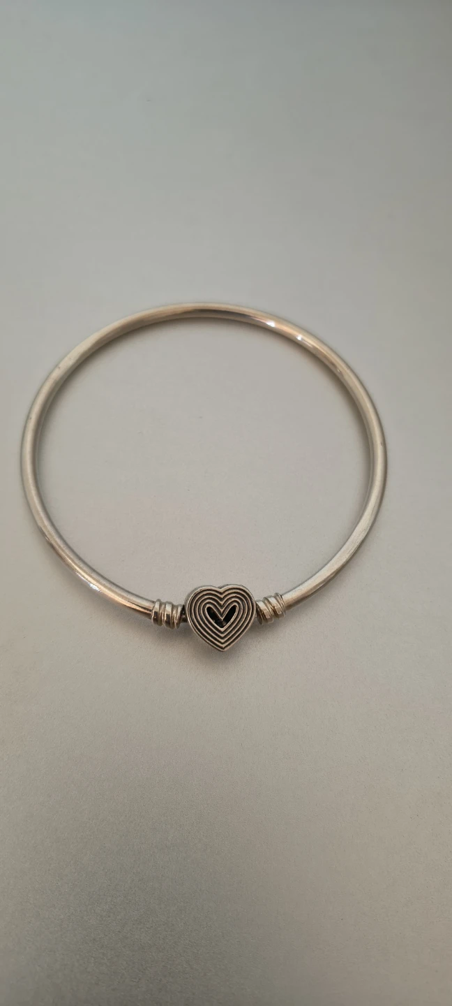 Pandora Silver Heart Bangle