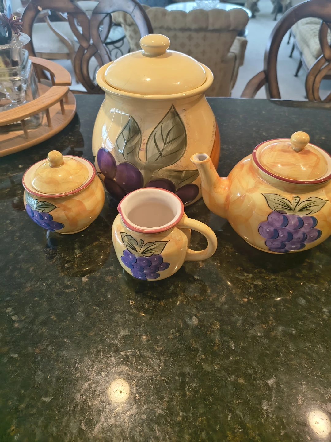 Ceramic Tea Set with Grape Motif