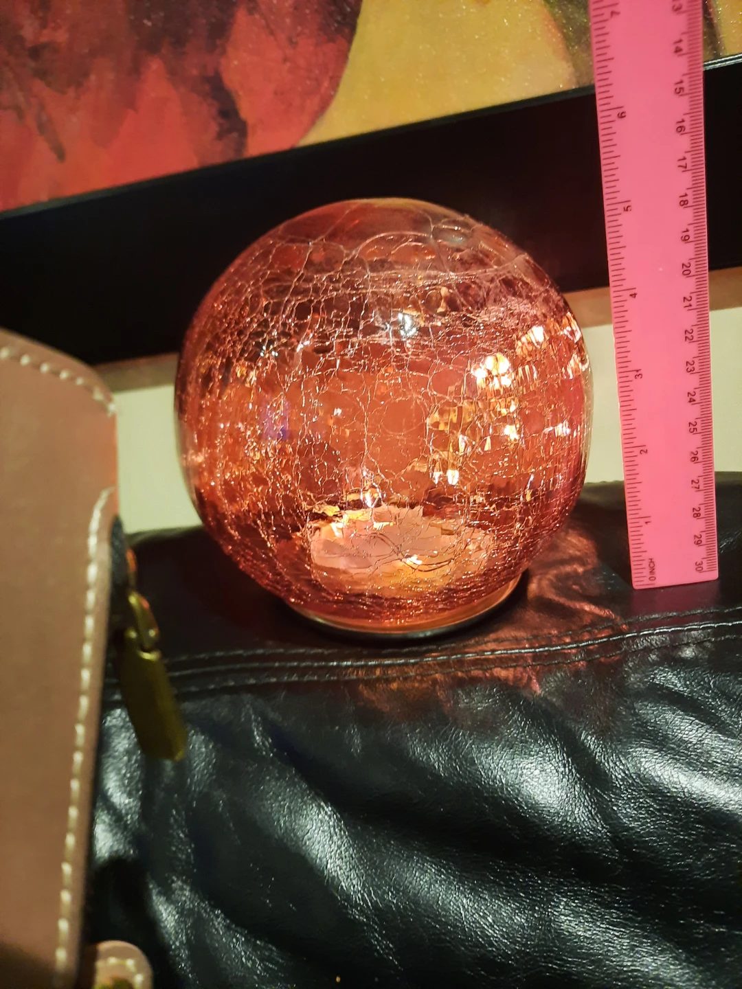 Red Crackle Glass LED Globe Decorative - photo 2