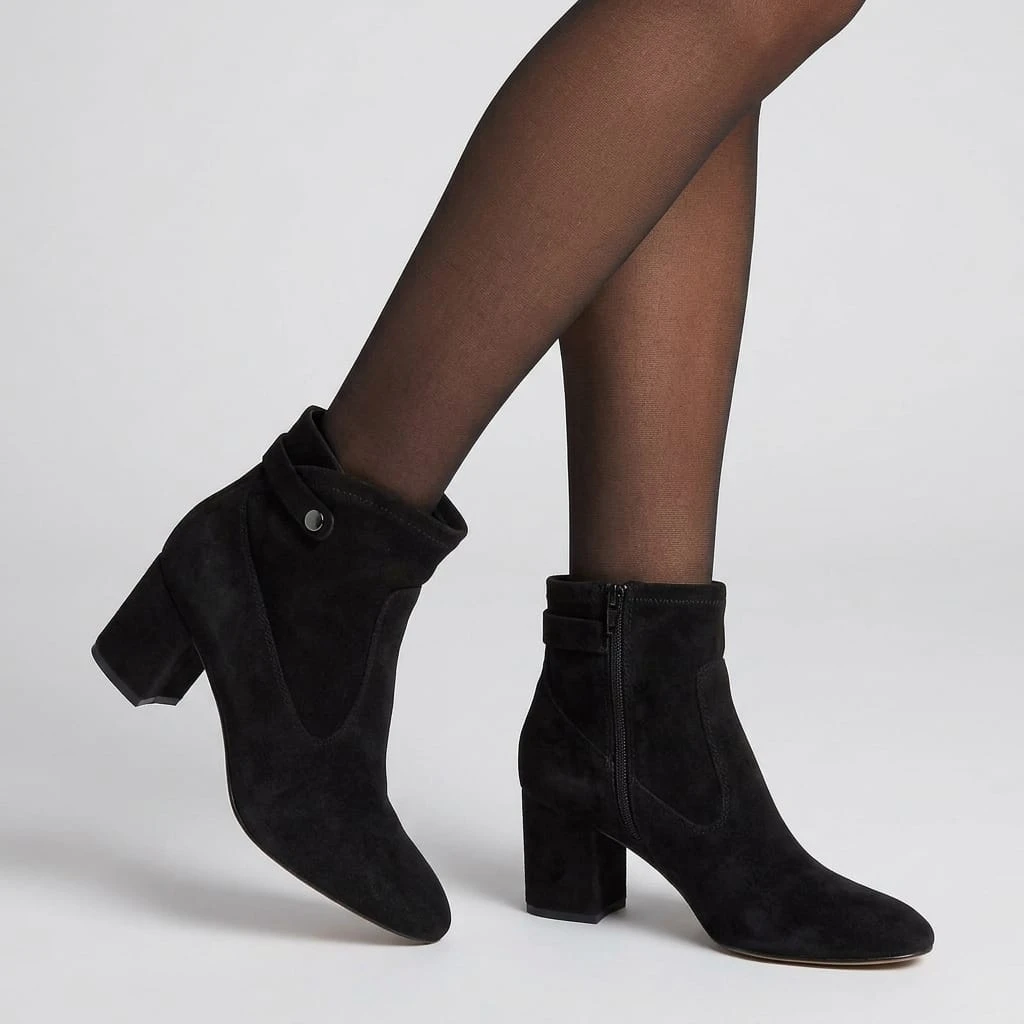 Franco Sarto Black Suede Ankle Boots Size 8.5