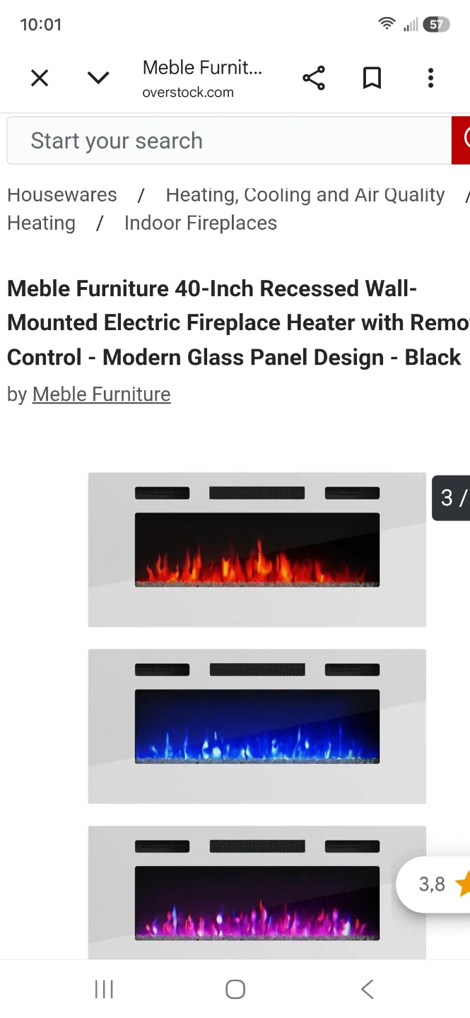 Meble Furniture 40-Inch Electric Fireplace Heater - photo 2