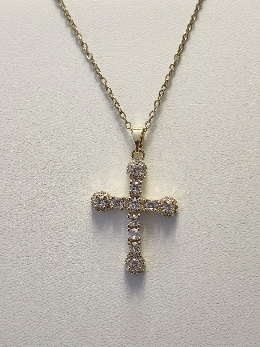 Gold Cubic Zirconia Cross Pendant Necklace - photo 5