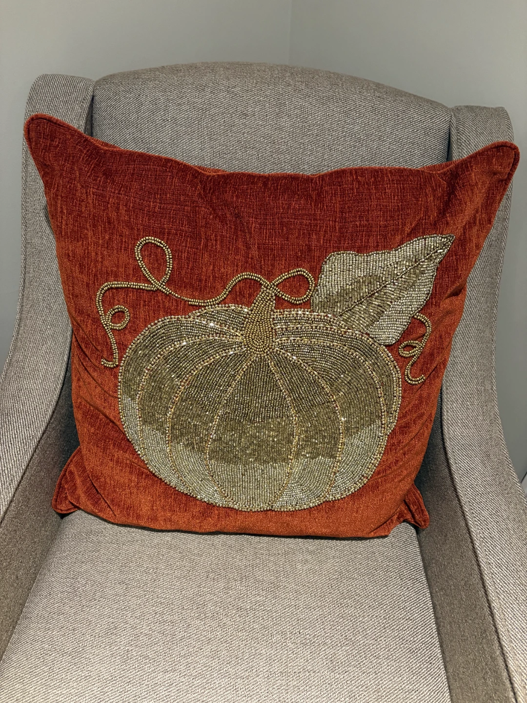 Set of 2 Beaded Pumpkin Cushions - photo 3