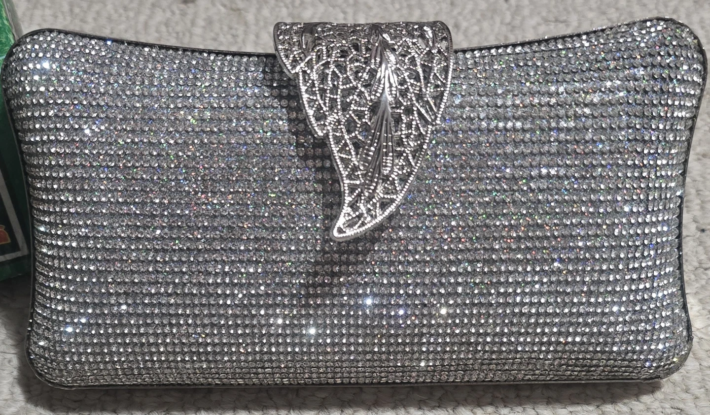 Silver Rhinestone Clutch Purse