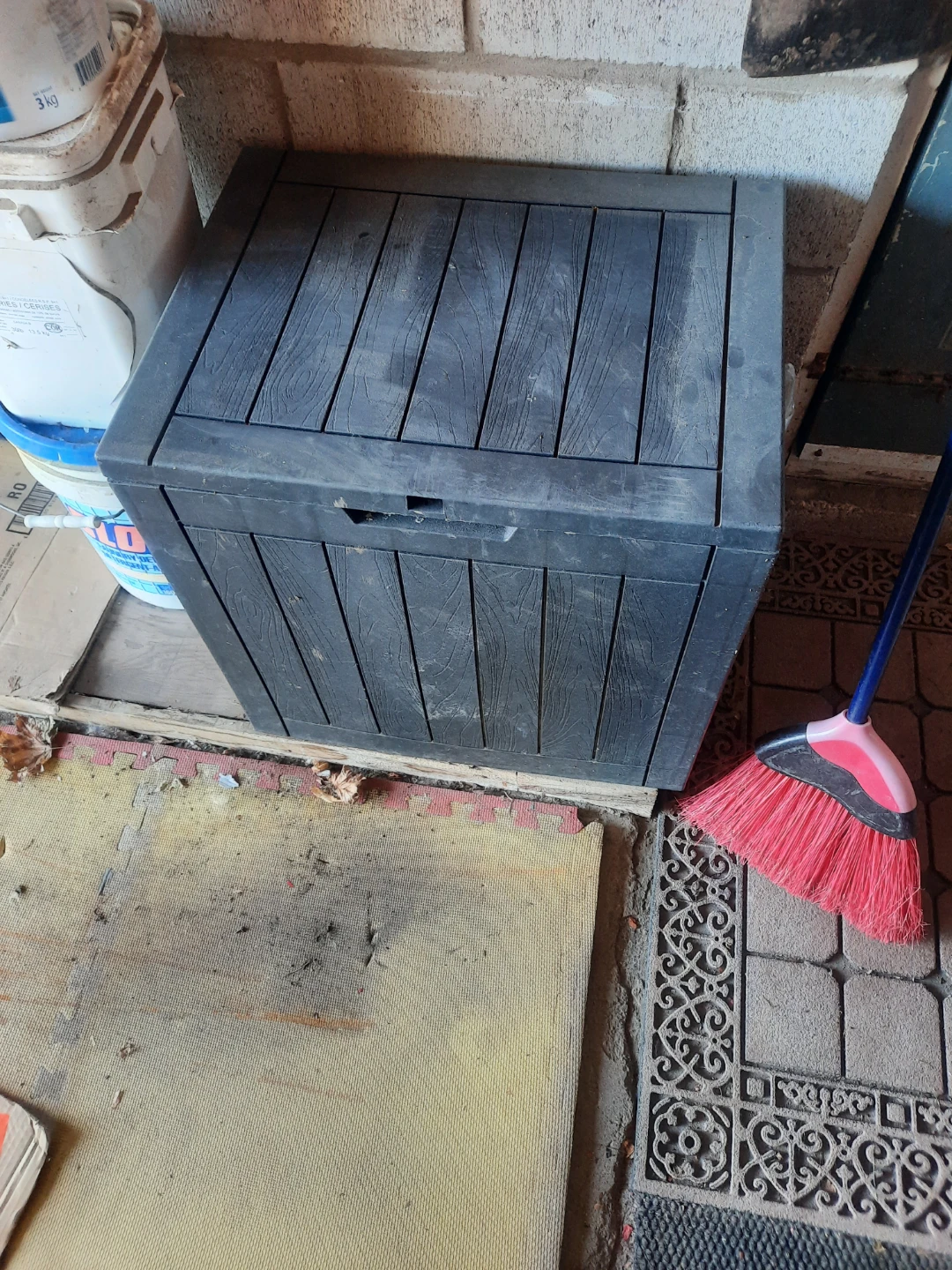 Black Plastic Storage Bin