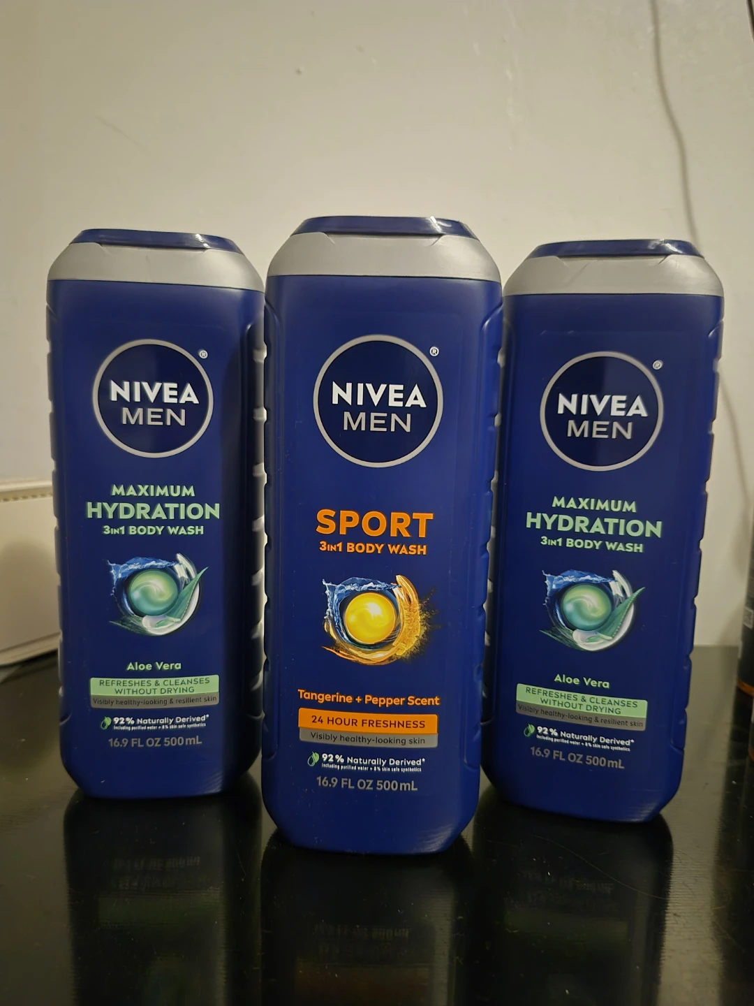 3 Nivea Men 3-in-1 Body Wash Bottles