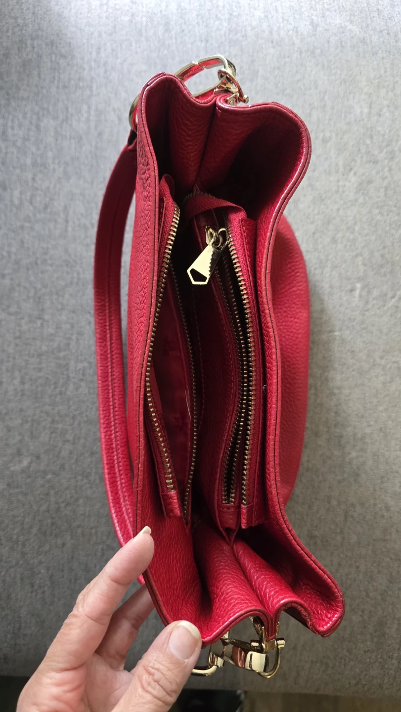 Red leather handbag - photo 4