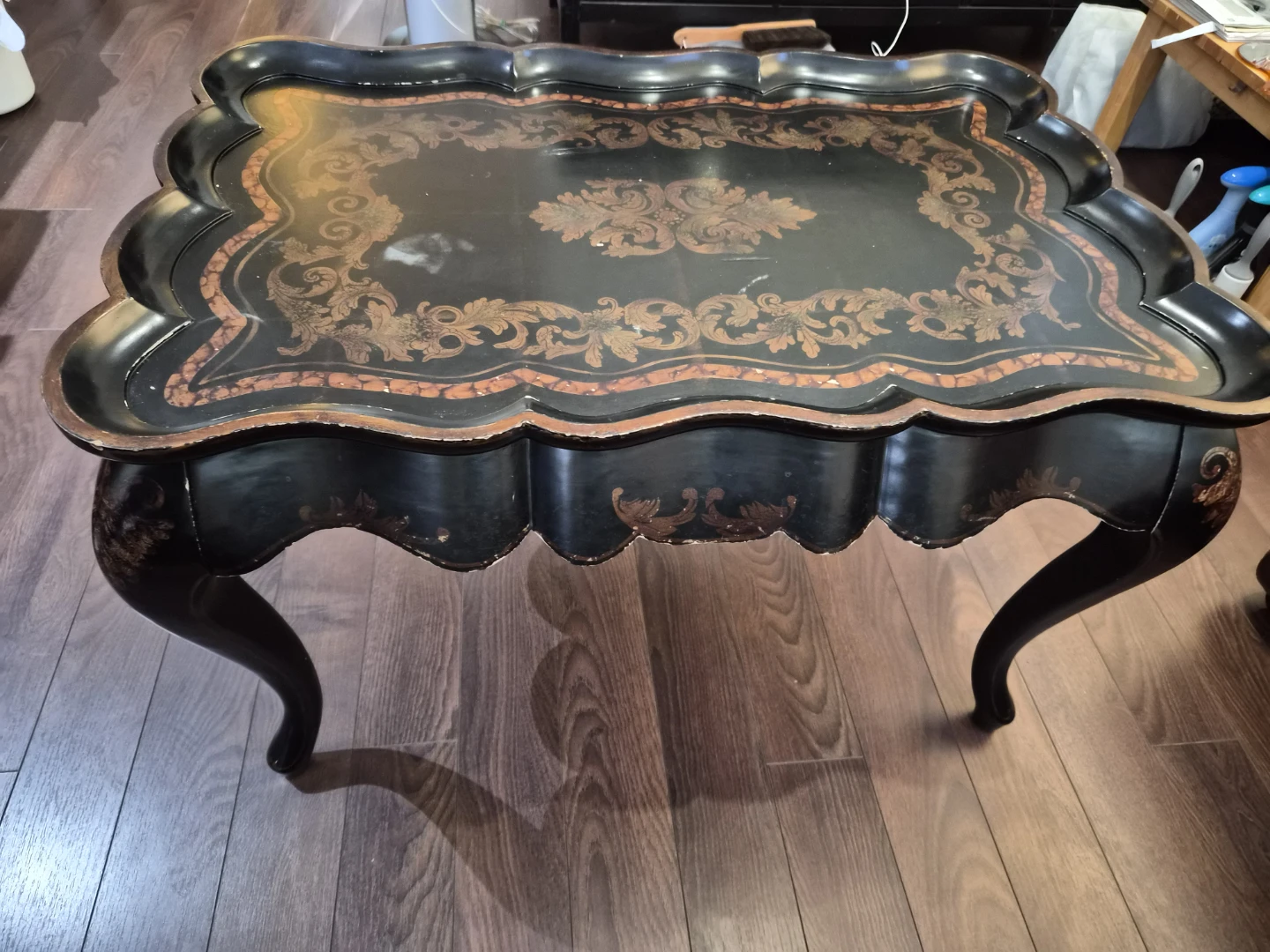 Ornate Black and Gold Coffee Table - photo 2